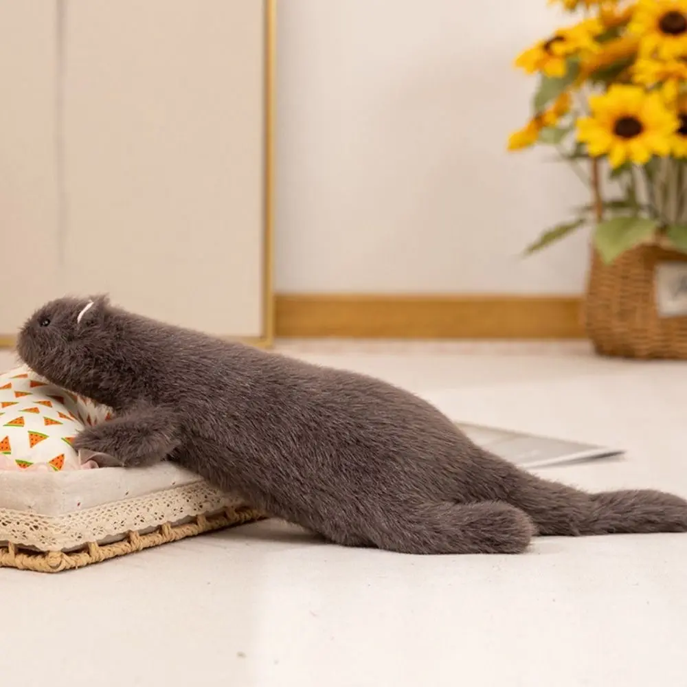 Creative Gift Soft Ferret Pillow Cute Expression Fluffy Texture Long Ferret Cushion Dense Stitching Animal Pillow Long Body