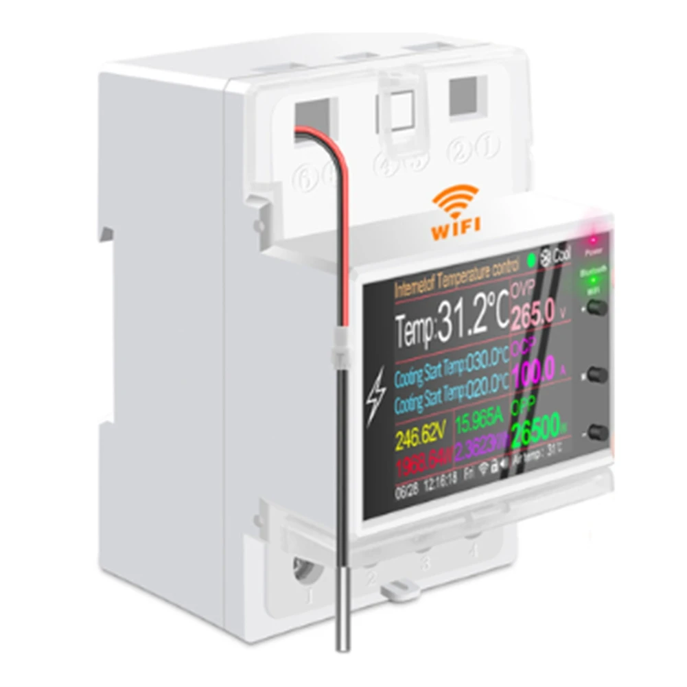 AT4PTW WIFI Tuya Din Rail Digital Thermostat Incubator Temperature Controller with Timer Switch AC220V 100A for Heating