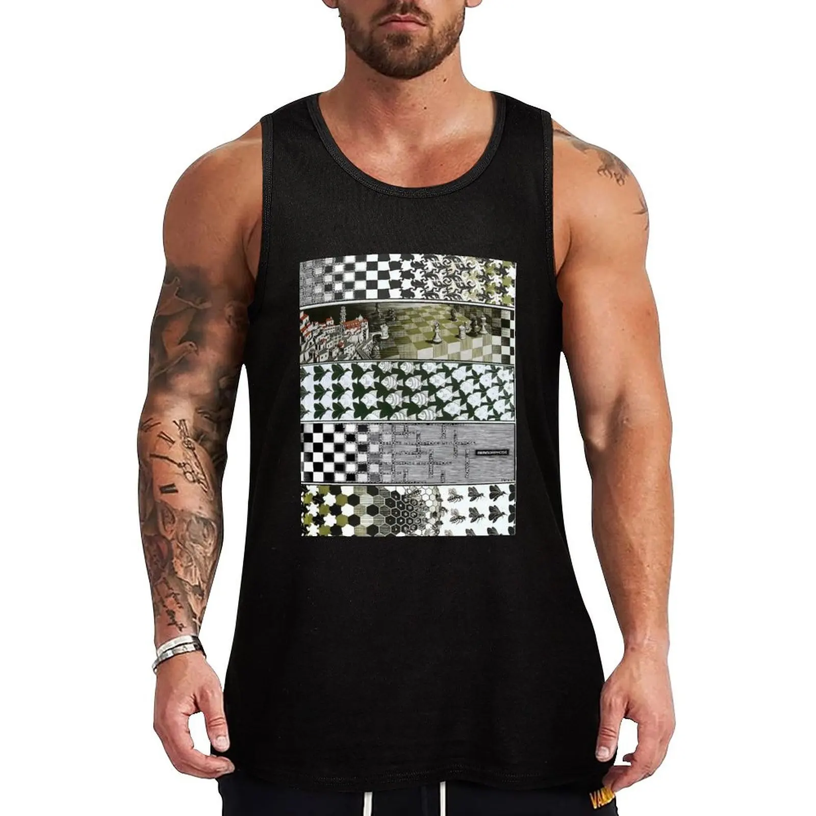 M.C. Escher - Metamorphosis Mix Tank Top Man gym clothes gym clothing Men sleeveless tee