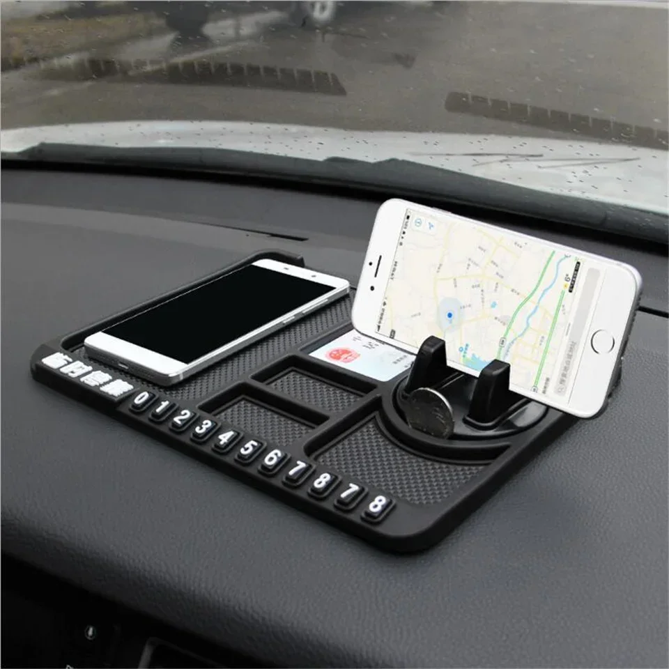 Car Ornament Silicone 360 Rotating Phone Holder Non-Slip Mat Automobile Dashboard Adjustable Angle Sticky Pad For GPS Navigation