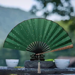 10 Inch Cloud Pattern Fine Carved Rice Paper Folding Fan Black Gold Silk Cloth Sea Wave Pattern Chinese Style China-Chic Fan