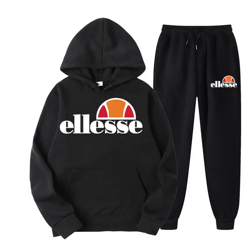 Men's long sleeved sportswear set, pullover, sportswear, casual sportswear set, warm wool sportswear, two-piece long pants set