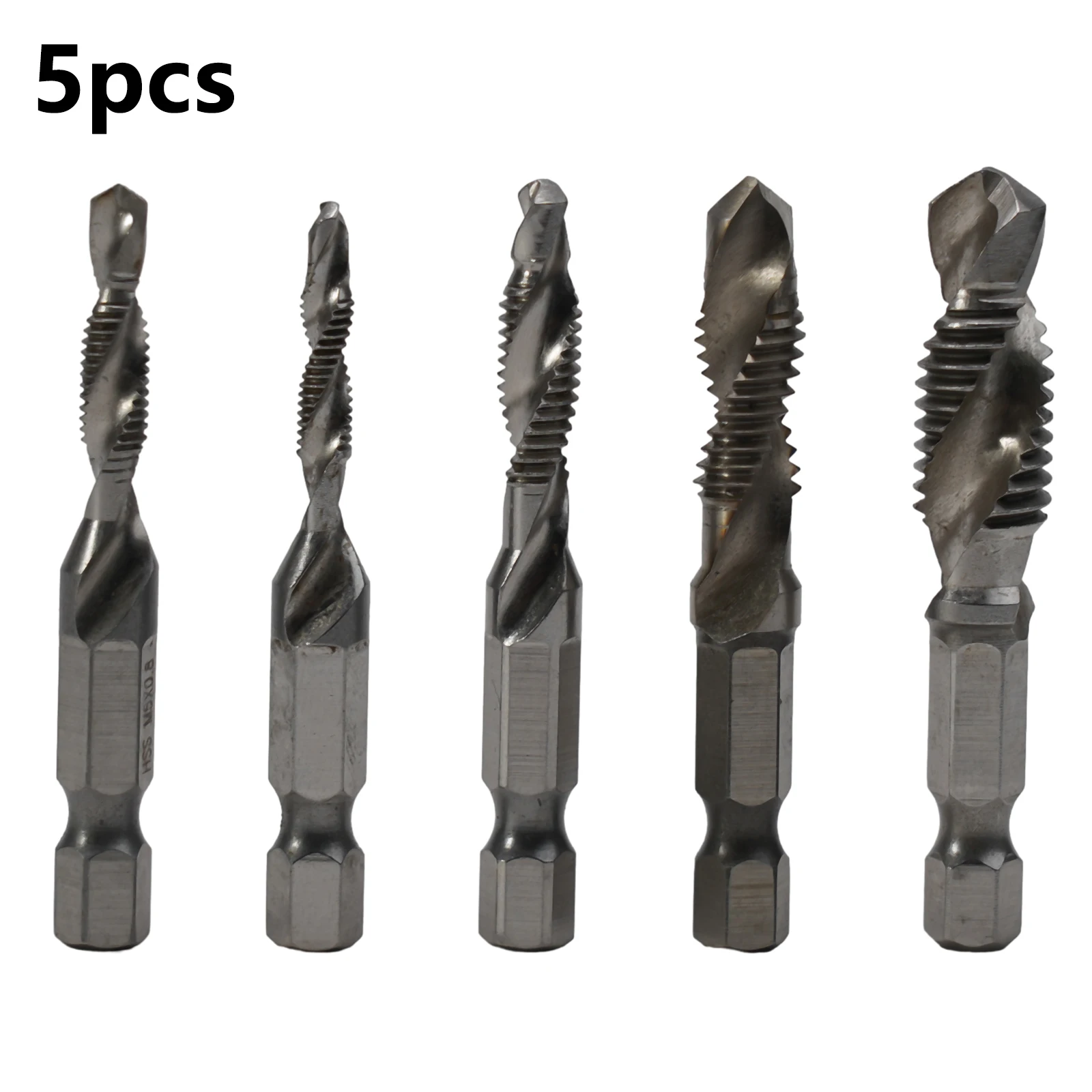 Multi Sized Tap Set for Different Threads 5pcs Tap Drill Bit Hex Shank HSS Threaded Bit Screw Machine Compound Tap