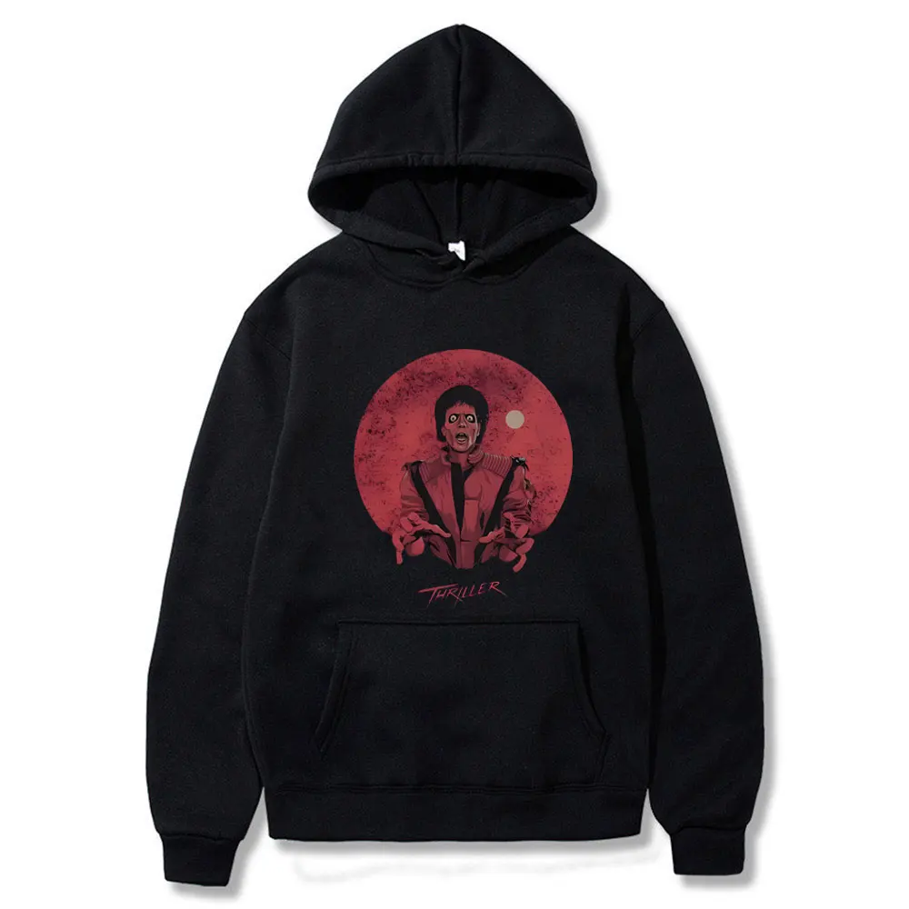 

King of Pop Michael Jackson Thriller Graphic Hoodie Men Women Fashion Casual Fleece Cotton Pullover Male Oversized Streetwear