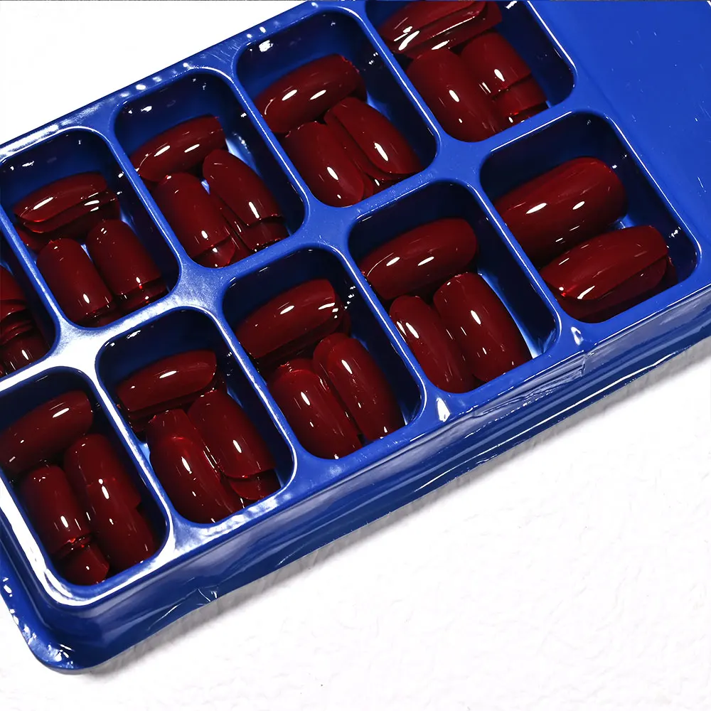 120 Stück glänzende, rosarote, quadratische Press-On-Nägel, weiche Gel-Nägel in mittelrotem Farbton, künstliche Nägel, vollständige Abdeckung, handgefertigte rosarote Acryl-Kunstnägel S@7 – Detail 8