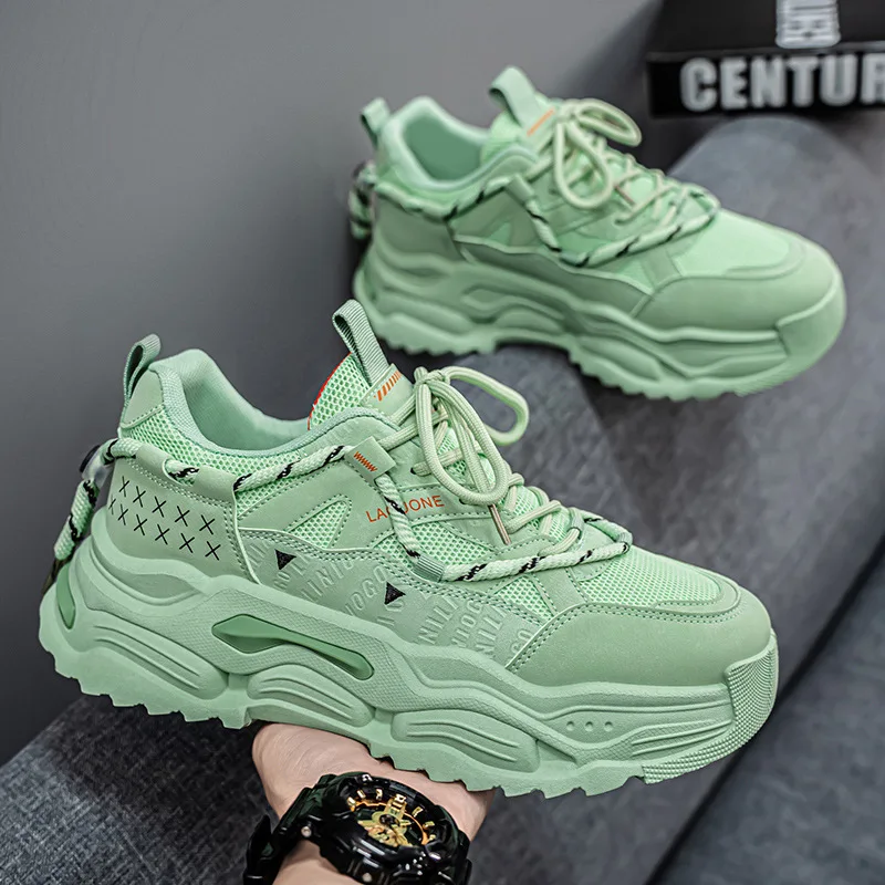 

Comfortable Fashion Trend 2025 Spring Summer New Mesh Breathable Men's Casual Shoes Versatile Thick Soled Chunky Sports Sneakers