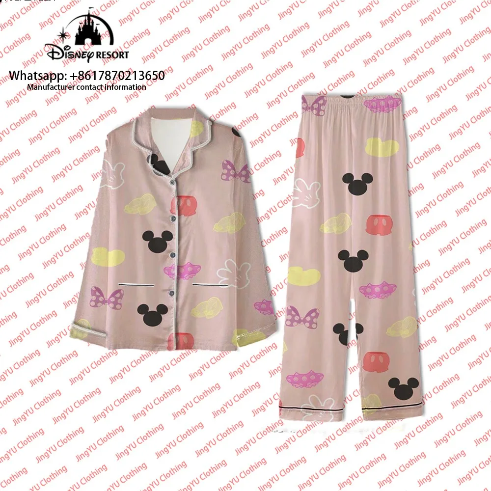 Casual Tweedelige Mickey En Minnie 2023 Nieuwe Herfst Cartoon-Print Broek Met Lange Mouwen Damespyjama 'S Voor Thuis