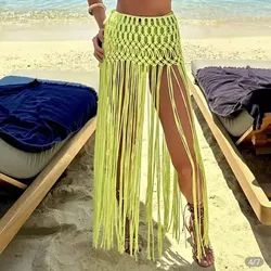 Beachapche 2025 Summer Tassel Macrame  Fringed Skirt Women Sexy  Bikini Ladies Push Up Beachwear Holiday