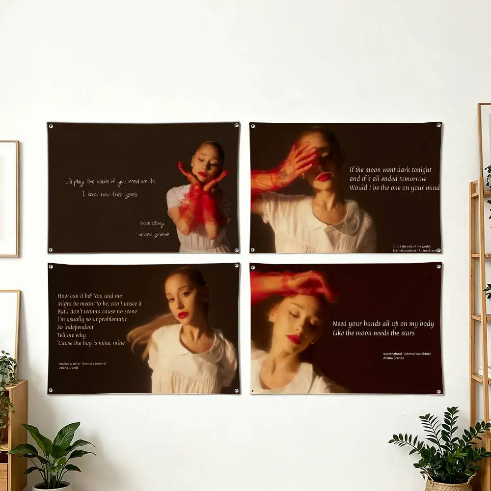 R&B S-Singer A-Ariana G-Grande Art Hanging Flag, Wall Banner for Bedroom Home Outdoor Decoration