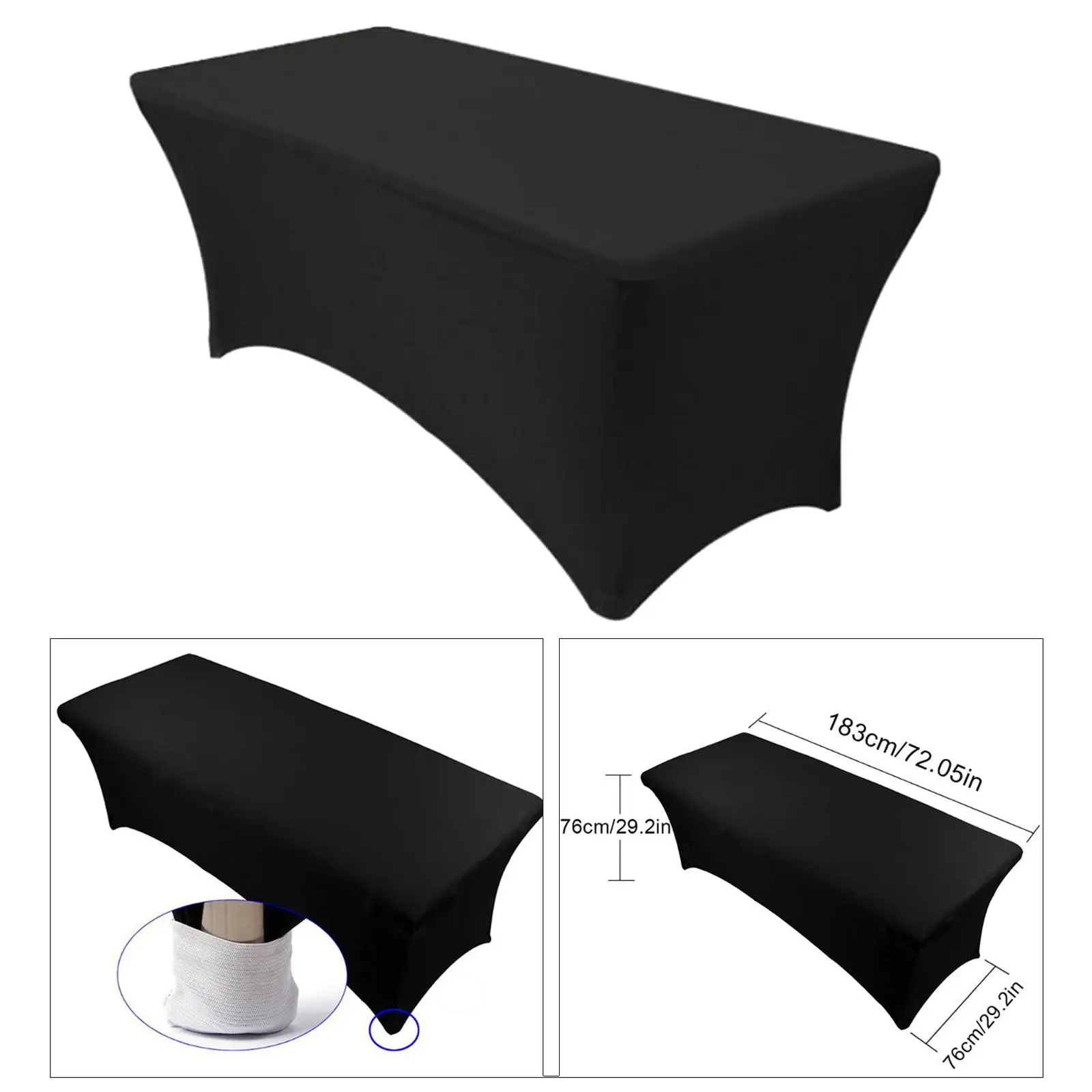 Stretch Spandex Eyelash Extension Bed Cover Black Table Skirt for Beauty Salon Furniture and Massage Tables
