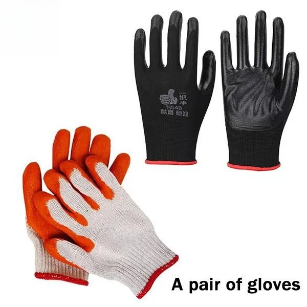 1/3/6/12 Pair Red/Black Rubber Coated Work Gloves, Cotton String Knit Rubber Palm Coating for Labor Construction Work
