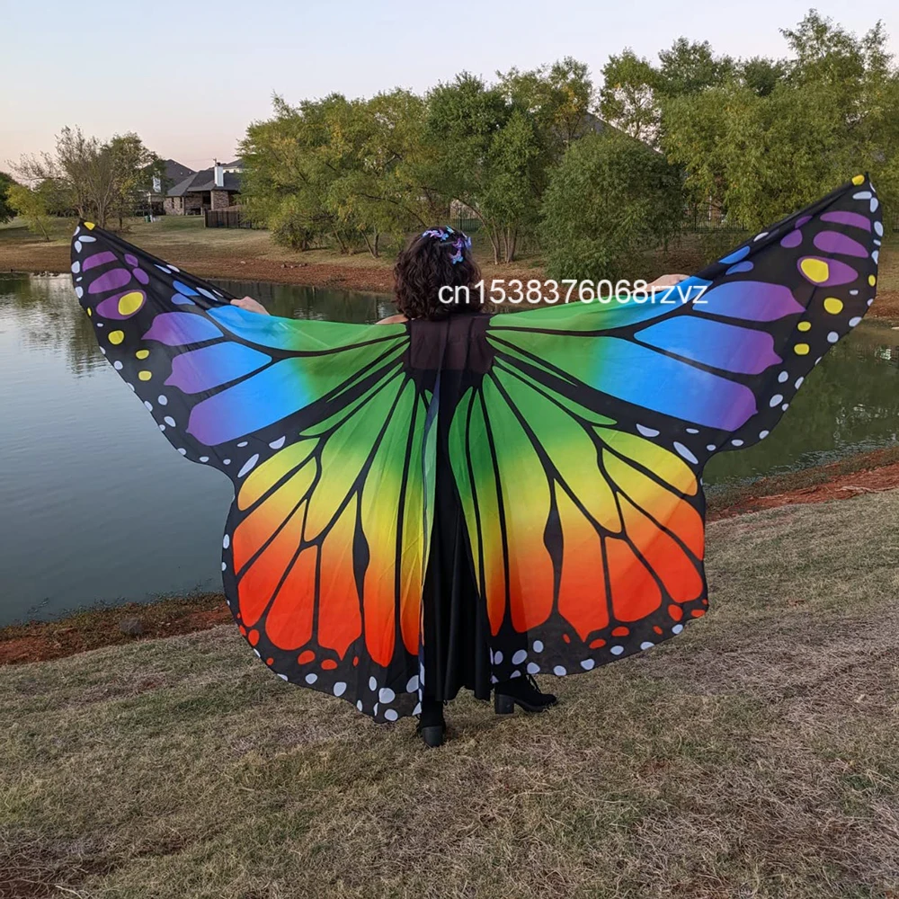 Kinder Erwachsene Bauchtanz Flügel Halloween Weihnachten Party Kinder Tanz Performance Schmetterling Flügel mit Stick Cosplay Beweglich