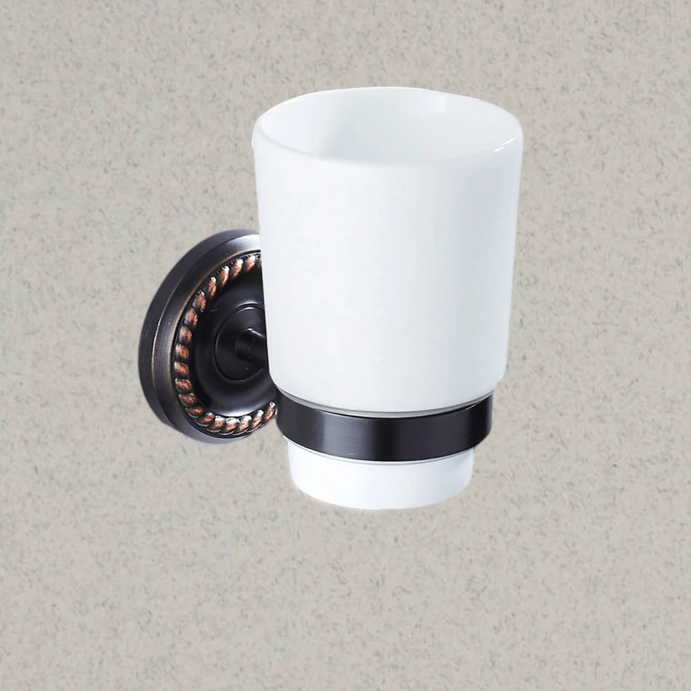 Single Copper Bathroom Cup Holder Wall Mounted Tumbler Rack Storage Shelf Brush Organizer Elegant Chrome Finish Solid Brass Rust