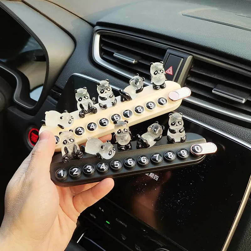 

5 Pcs Cute Panda Parking Number Plate Dual-Use As Car Aromatherapy with Fragrance Temporary Moving Card Cartoon Parking Ornament