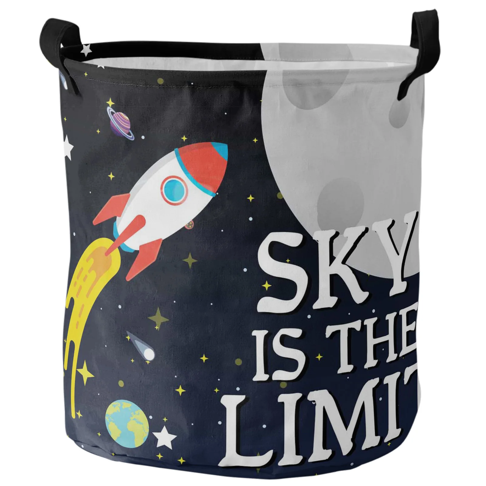 Space Universe Planet Rocket Starry Sky Dirty Laundry Basket Foldable Home Organizer Basket Clothing Kids Toy Storage Basket