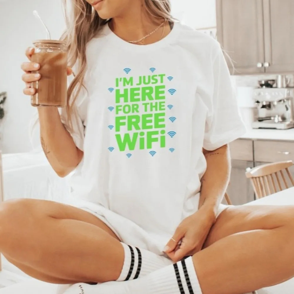 Funny WiFi Lover Unisex T-Shirt Playful Techie Tee with Bold Wi-Fi Symbols & Cartoon Design Perfect Gift for Tech Enthusiasts