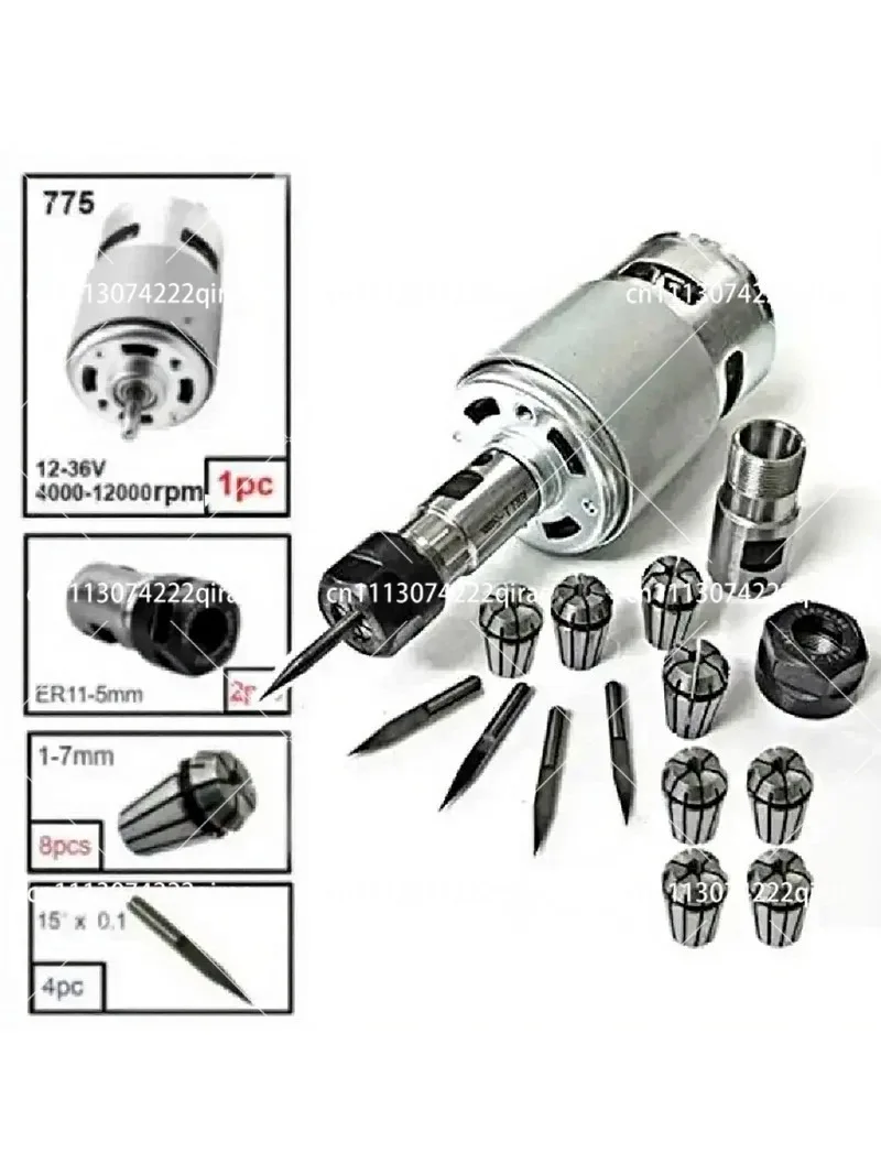 775 Spindle Motor DC 12V-24V 12000 RPM Mini Electric Motor Ball Bearing Large Torque High Power for CNC Engraver