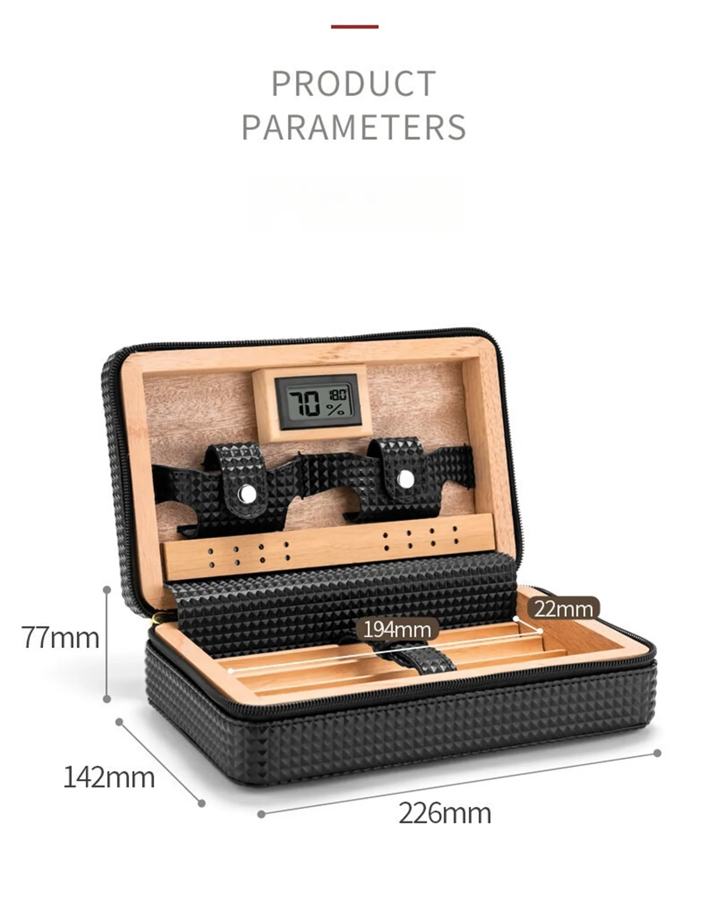 سيليكون الجلود والإسبانية الأرز السيجار المرطب المدمج في الرطوبة / المرطب المحمولة سستة الرجال هدية صندوق السيجار