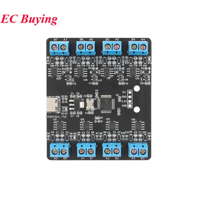 USB to 4 8-way RS485 Serial Port Type-C to 4 8-way 485 Multi-channel UART TTL CH348 HUB RS485 Module Expansion Board YR-6028