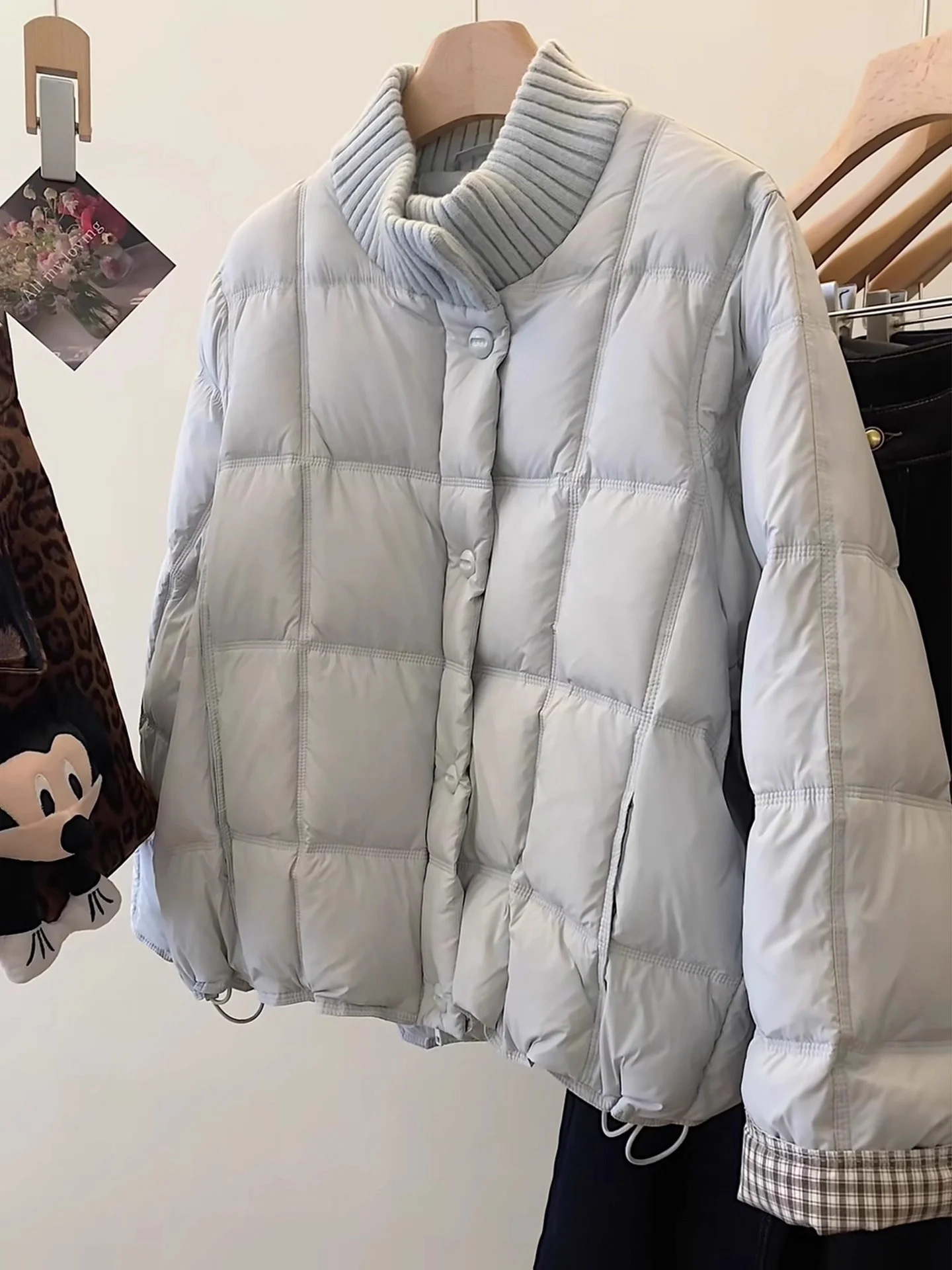 

plus Size Knitted Stand Collar Cotton Jaet Women's Winter New Sle Korean Loose Warm Slimming Thiened Outerwear