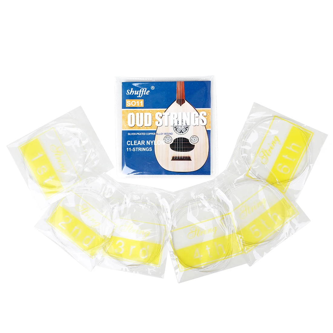 Shuffle 11-saitige Oud-Saiten, versilberte Nylonsaiten, rostfrei, professionelle Anfänger-Übungssaiten, Oud-Zubehör
