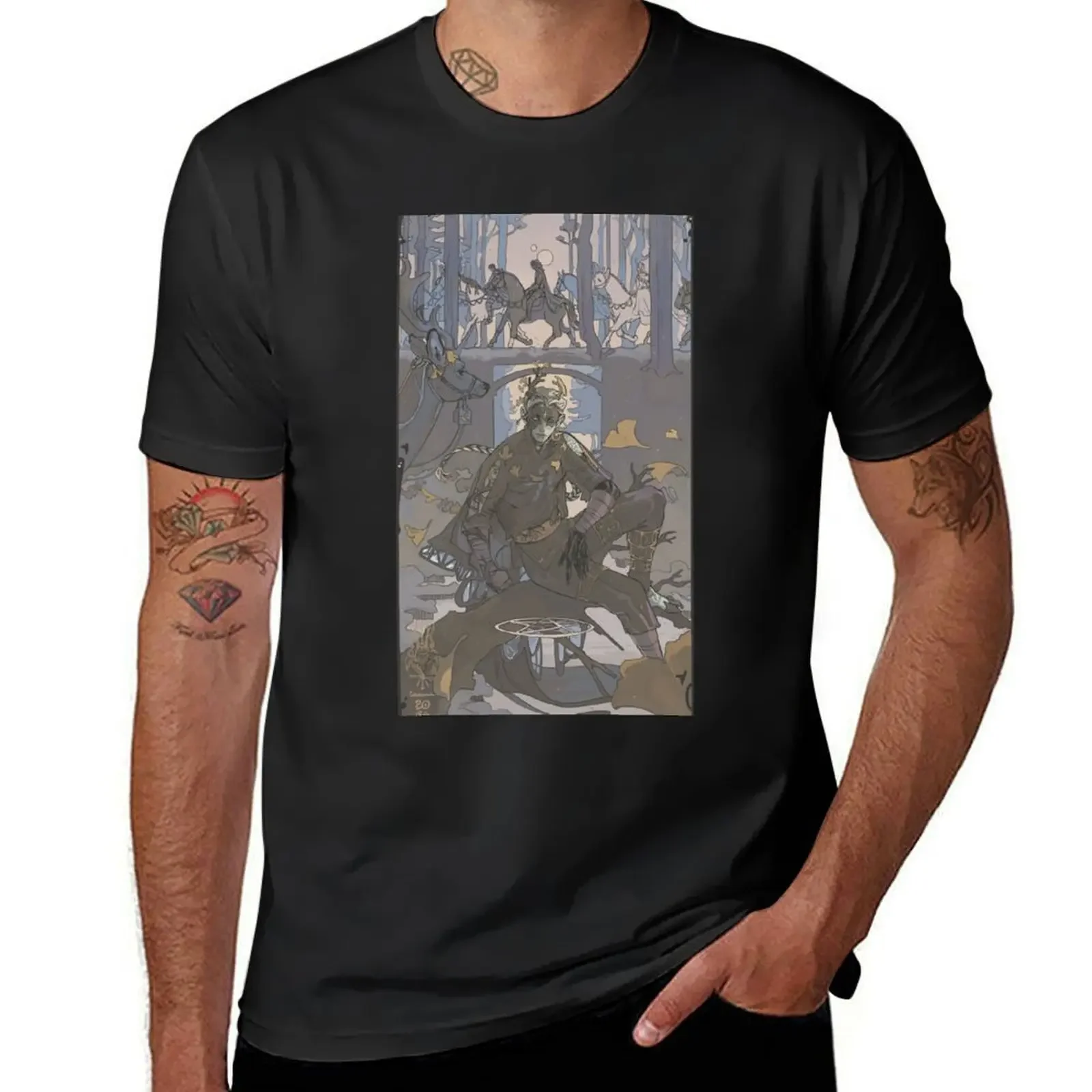 Knight of Pentacles T-Shirt summer tops blacks men clothes