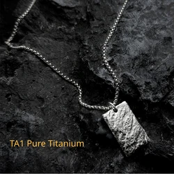 New TA1 Pure Titanium Pendant Hand-Carved Rock Pattern Plaque For Men Women Anti-Allergy Skin Friendly Titanium Necklace Pendant