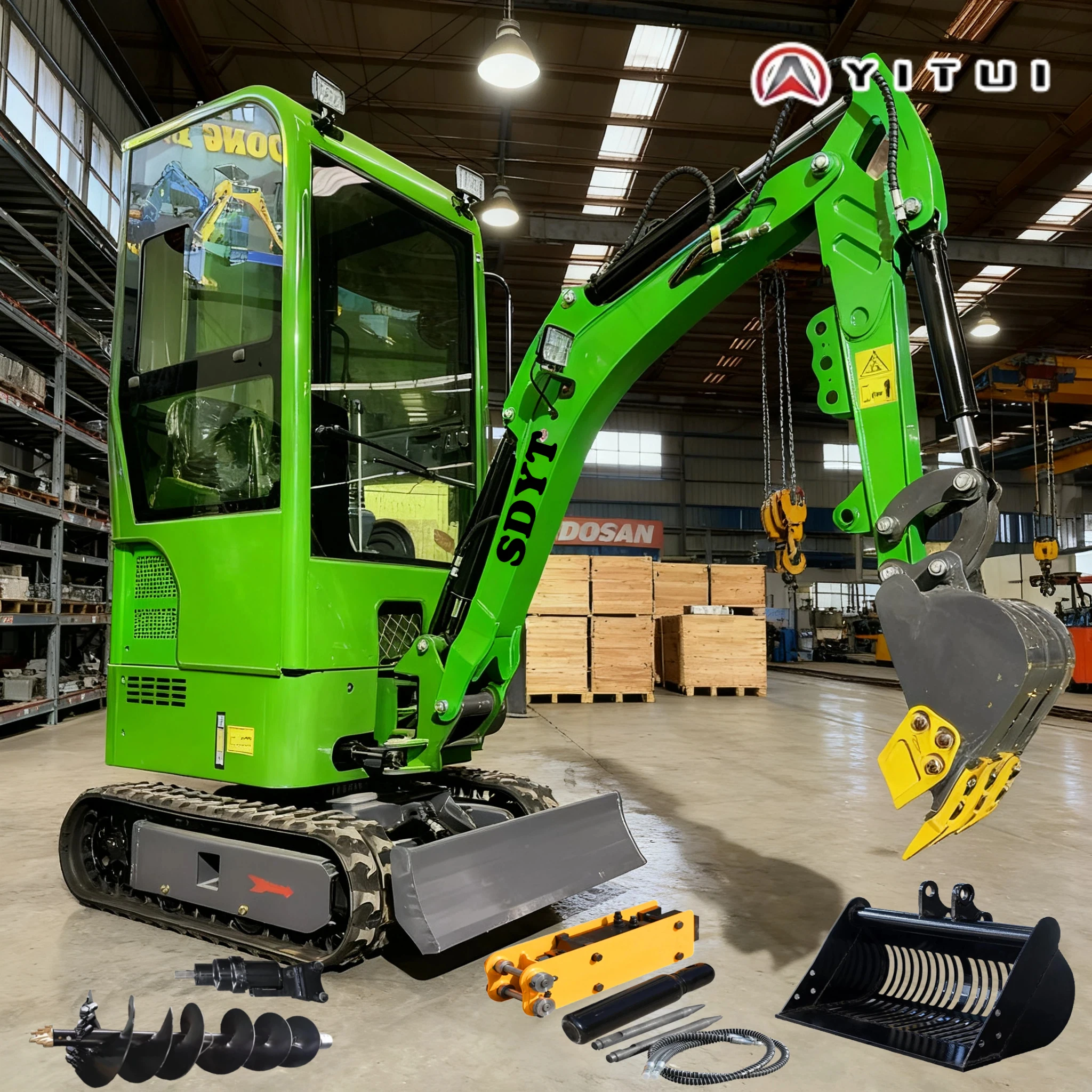 حفارة صغيرة 1.2 طن مخصصة من النوع الزاحف من نوع الزاحف أجهزة مساعدة قابلة للاستبدال لساحة تجديد المنزل والمزرعة #1