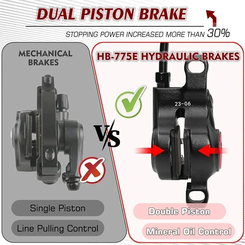 ZOOM E-BIKE Hydraulic Disc Brake Set 2 Pistons Electric Bike Scooter Power Control Shifter Cut Power Off Bicycle Brakes