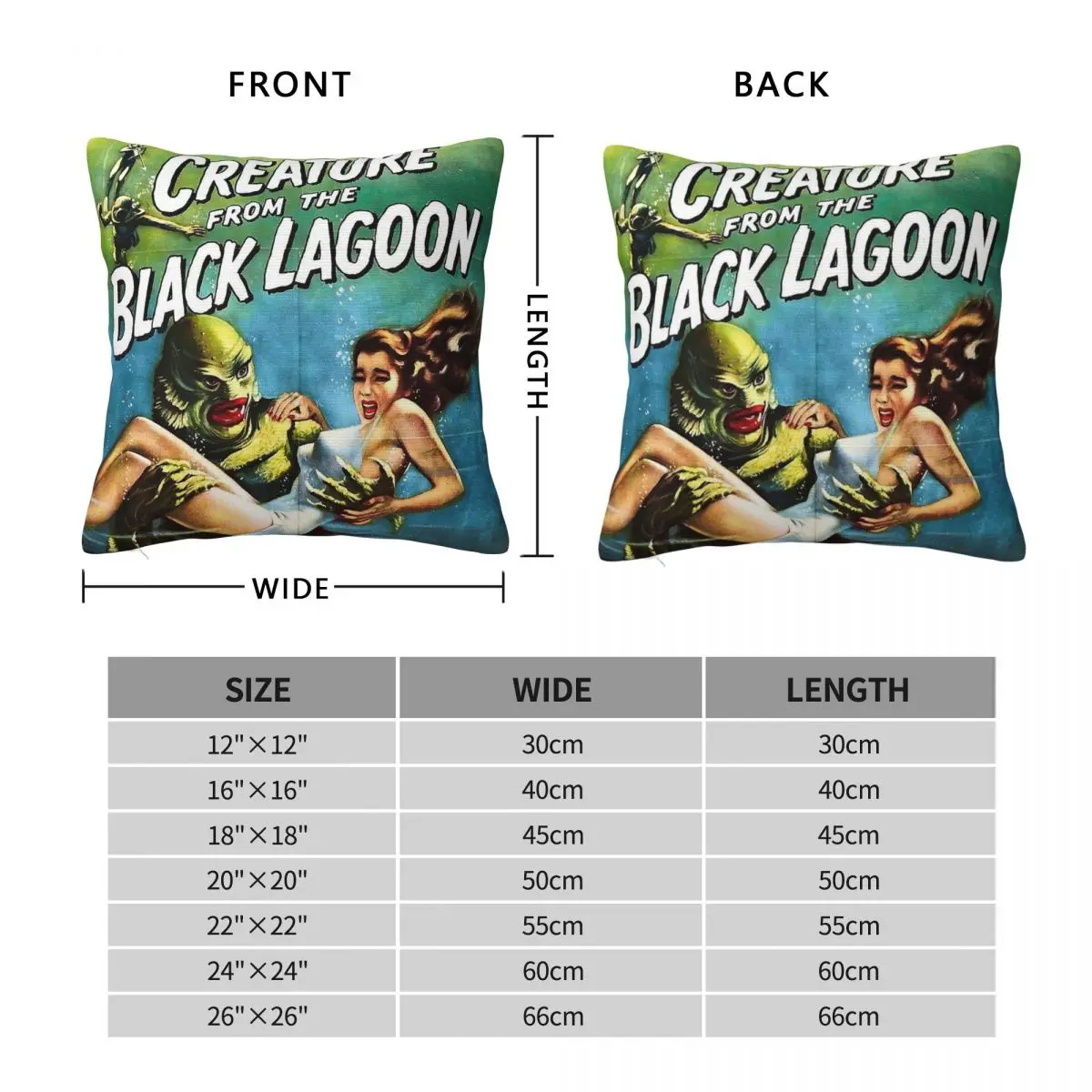 Creature From The Black Lagoon Square Pillowcase Polyester Linen Velvet Printed Decor Throw Pillow Case Room Cushion Cover 45x45