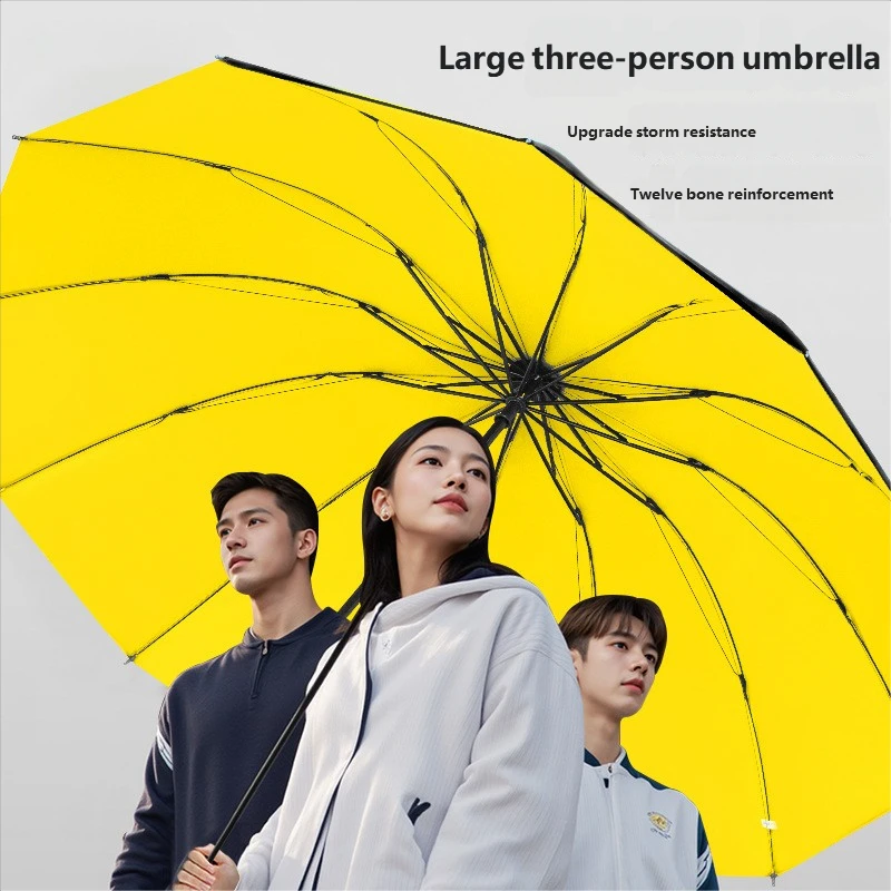 

12-ribbon large folding umbrella, anti-rain, thickened and reinforced, sun and rain umbrella for men
