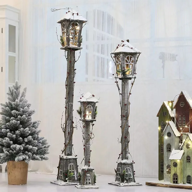 80/120/150Cm Wooden Luminous Removable Street Light Christmas Decoration Christmas Scene Arrangement Props