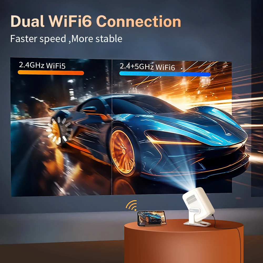 Auto Focus Projector X3A Native 1080P, Android 14 5G WiFi6 4K Video Decoding, Portable for Movies & Outdoor Camping
