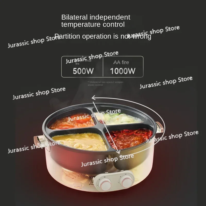 

Mandarin Duck Electric Chafing Dish Four-Grid Multi-Functional Household 6 Liters Capacity Integrated Hot Pot Electric Caldron