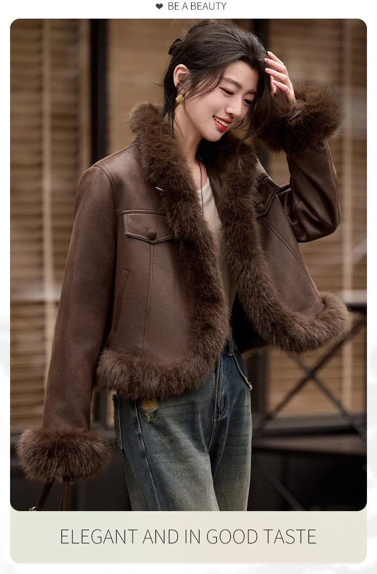 LOUIS YAO Women's Down Coats 2026 Winter Jackets Light Luxury Style Patchwork Fur Collar Thickened Warmth Duck Down Jacket