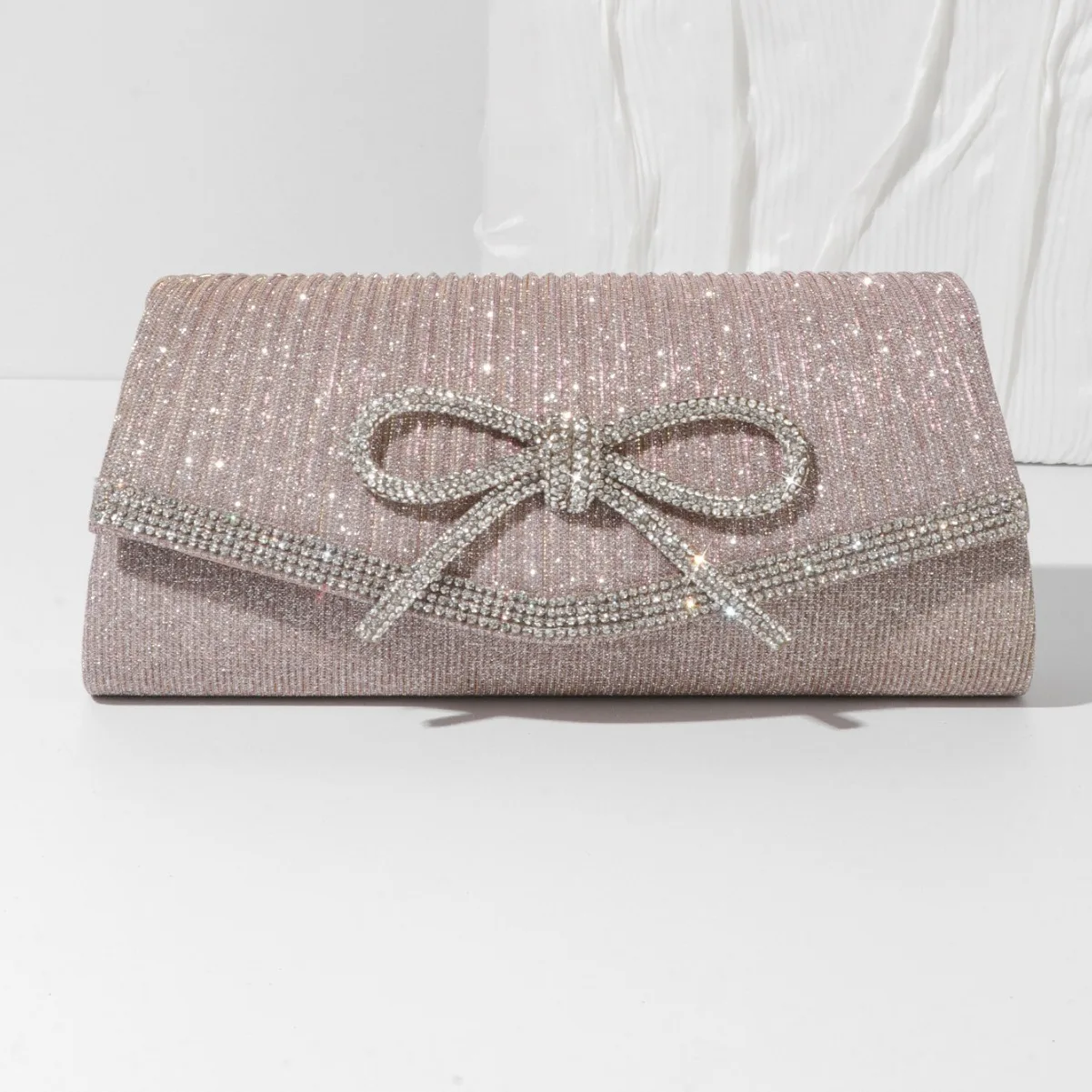 

Faionable Glitter Knot Diamond Embedded Evening Bag Crossbody Handbag Hard ell Summer 2024 Polyester Material