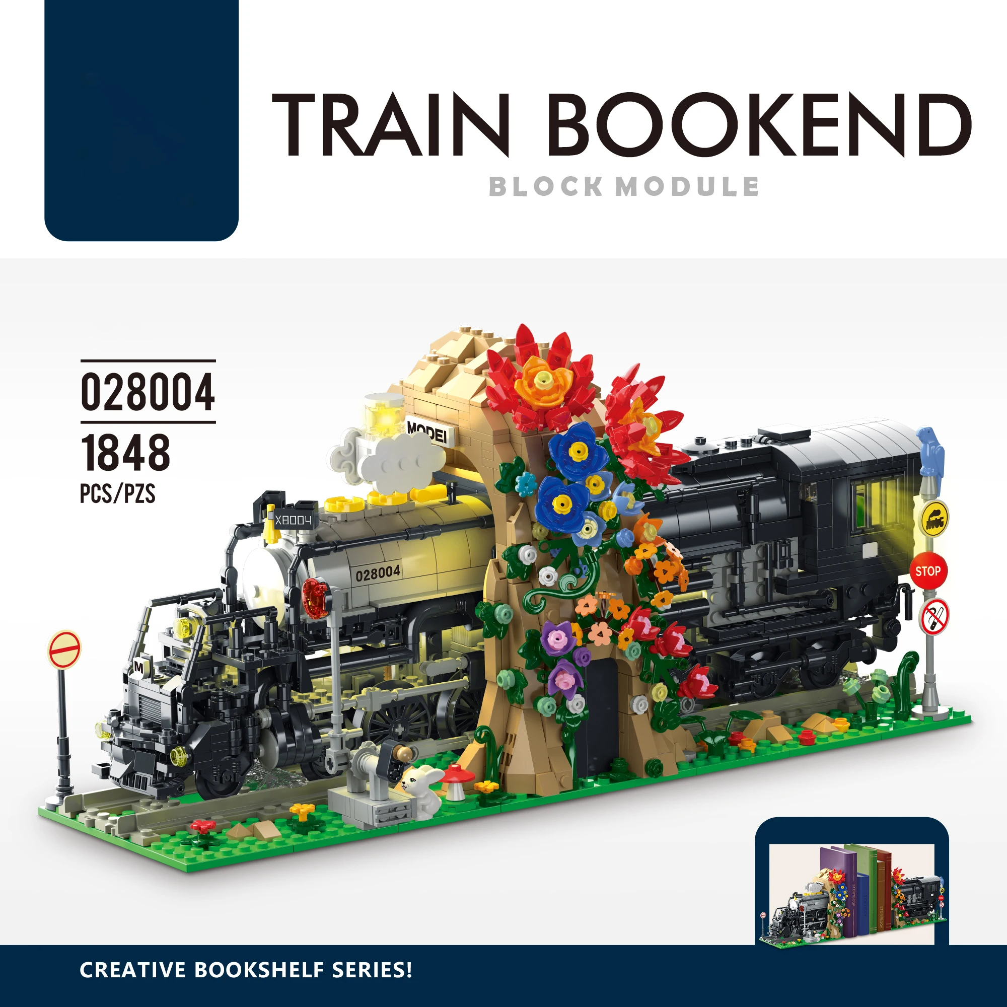 

Bookends Steam Friends World Train Desktop Ornaments, 1848 PCS Building Blocks Train Assembly Model, Office Home Toy Ornaments