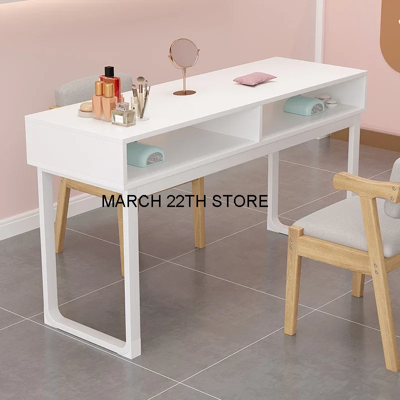 Wood Desk Manicure Nail Tables Makeup Professional White Modern Nail Tables Living Room Mesa Manicura Salon Furniture MR50NT