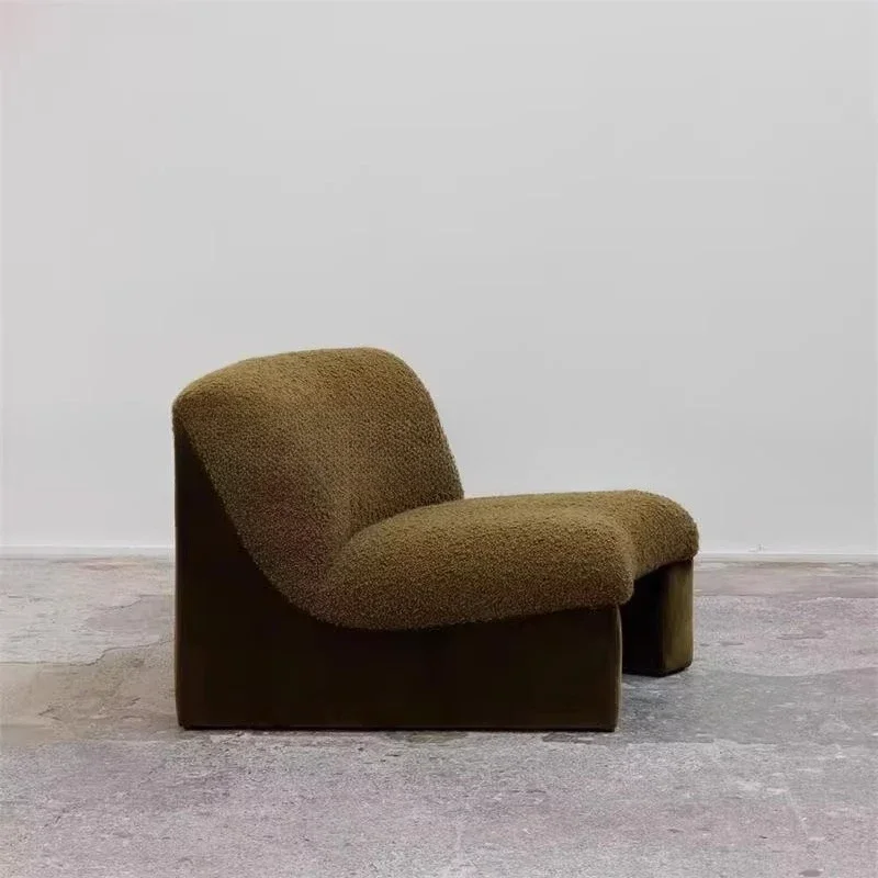 Balcony Lamb Fleece Chair Medieval Wabi Sabi Single Sofa
