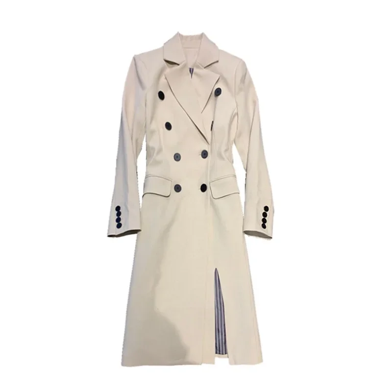 Temperament Windbreaker Trench Coat For Women 2025 New Autumn Women Long Thin Acetate Fiber Women's Split Trench Coat