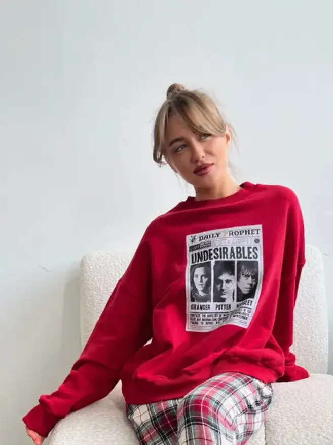 100% Pure Cotton Trendy Women's Autumn And Winter New Casual Loose And Versatile Temperament Thick American Printed Hoodie