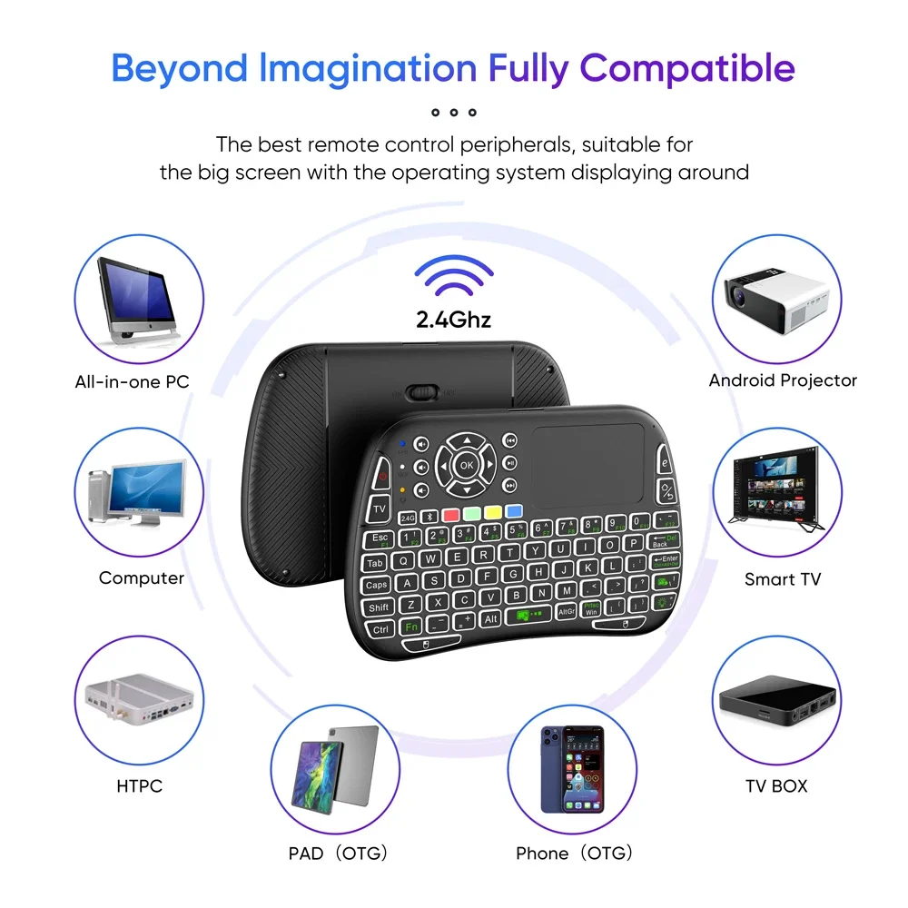 Mini Keyboard Gyroscope Dual Mode 2.4G BT5.0 Backlit Wireless Remote Control English For Android Stick Smart TV Box PC Projector