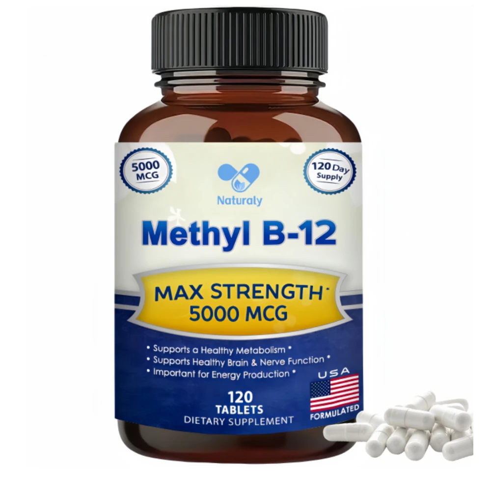 

Vitamin B12 - 5000 MCG Supplement -Benefits Brain & Heart Function, Supports Memory, Learning, Helps Boost Natural Energy