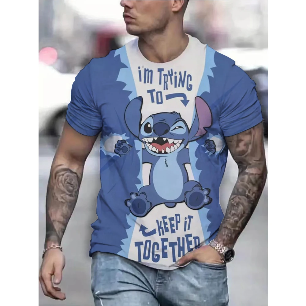 الترفيه ليلو وستيتش تي شيرت الرجال النساء Crewneck النقي ثلاثية الأبعاد الطباعة تي شيرت المتعثرة غرزة صورة تي شيرت حجم كبير الملبس