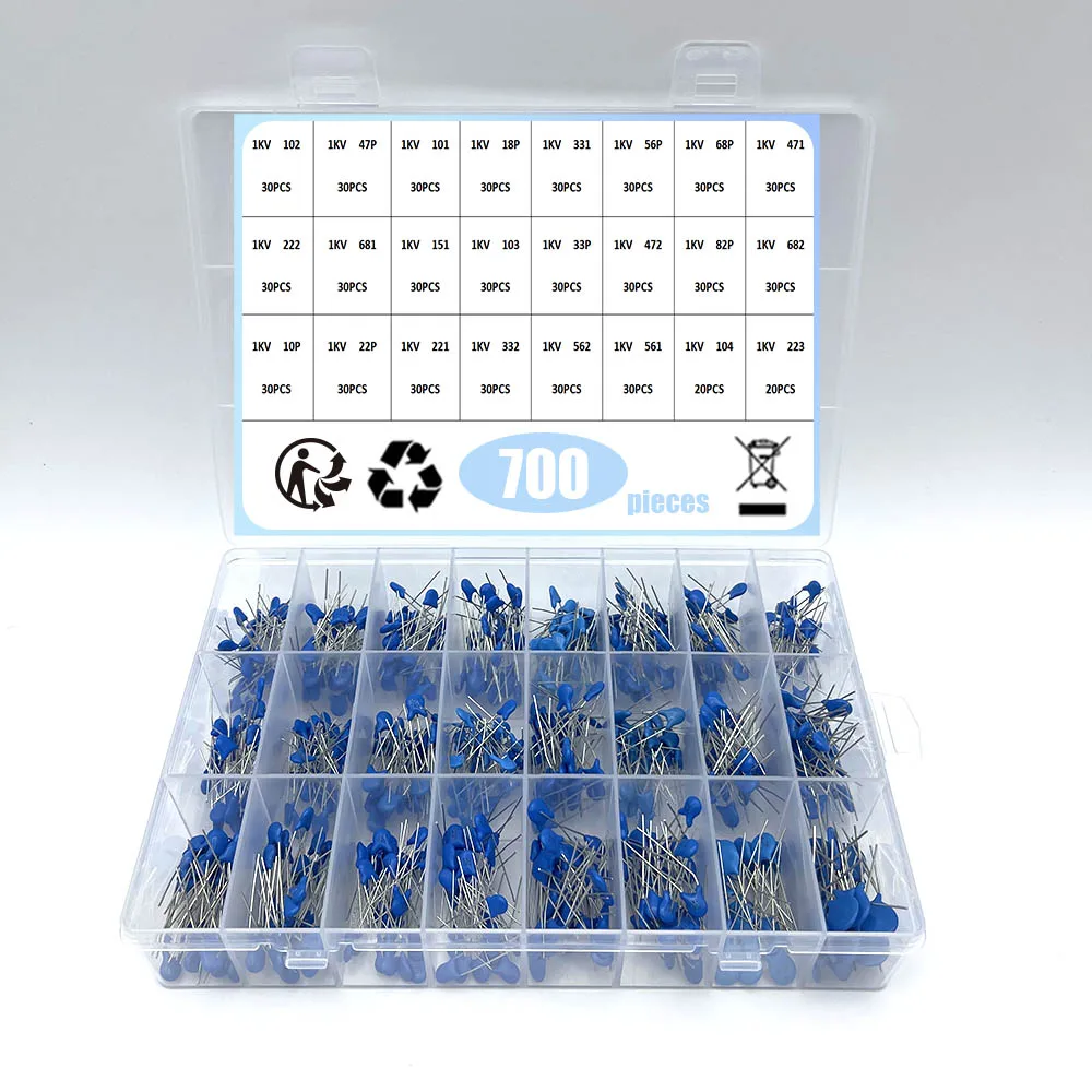 

1 кВ 2 кВ 3 кВ 1000 В 2000 В 3000 В 10PF-821PF 24 значения в ассортименте комплект Высоковольтные керамические конденсаторы в упаковке