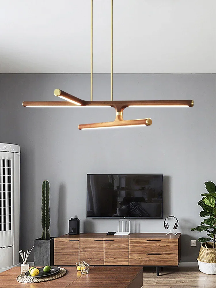 

Постмодернистский минималистичный медный подвесной светильник с элементами из черного ореха для итальянских ресторанов и домашнего декора