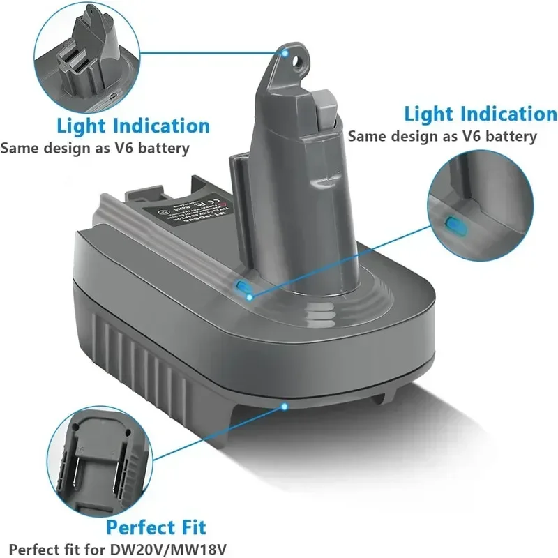 Per Makita/Milwaukee/Dewalt 18V 20V Batteria al litio per Dyson V6 Adattatore batteria Converti in per DysonV6 SV04 SV03 DC59 DC58 DC62