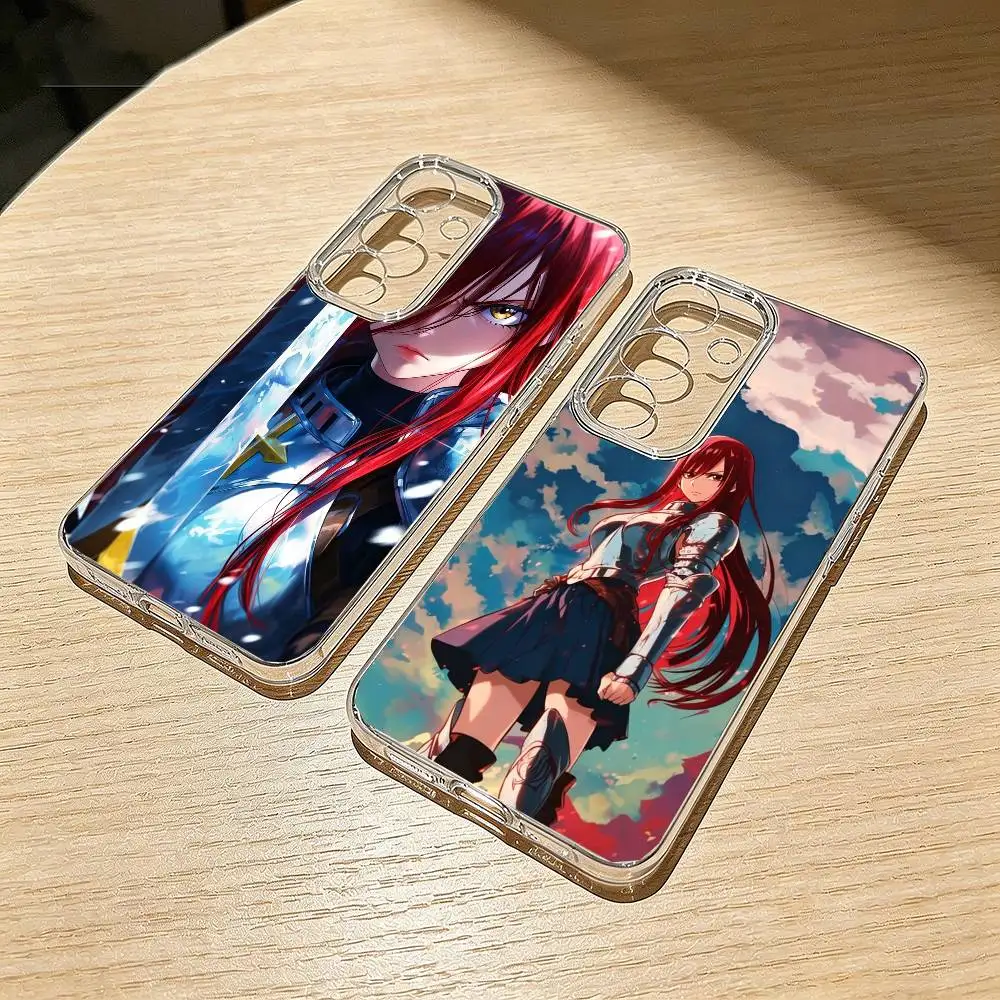 Anime F-Fairy Tail Erza Scarlet Phone Case For Samsung S25,S24,S21,S22,S23,S30,Ultra,S20,Plus,Fe,Note,10,9,5G Transparent Cover
