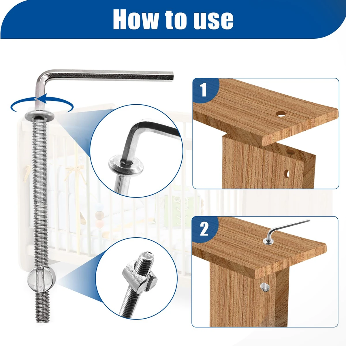 20 مجموعات من مسامير سرير الطفل الأجهزة استبدال عدة ذات الطابقين السرير الترباس سداسية المقبس مسمار مزلاج مع دلو الجوز/وجع #3