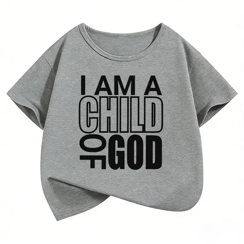 T-Shirt mit Aufdruck „I Am A Child of God“ für Kinder, Grafik-T-Shirt für Jungen und Mädchen, Sommer, Frühling, Freizeit-Oberteil